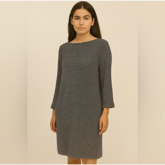 J. Jill Dresses & Skirts - J. Jill Sz XS Ponte Shift Midi Dress Black White Pullover with Pockets